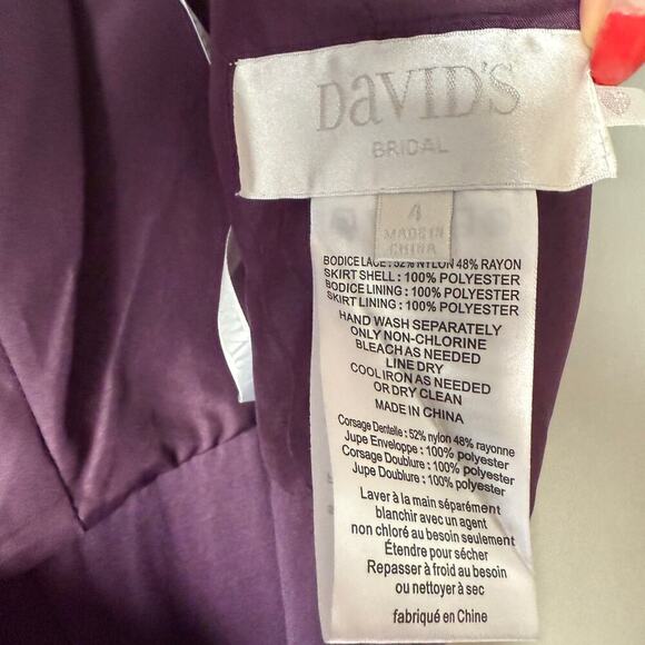 David's Bridal sz 4 Purple lace sheer maxi gown dress - Picture 8 of 10